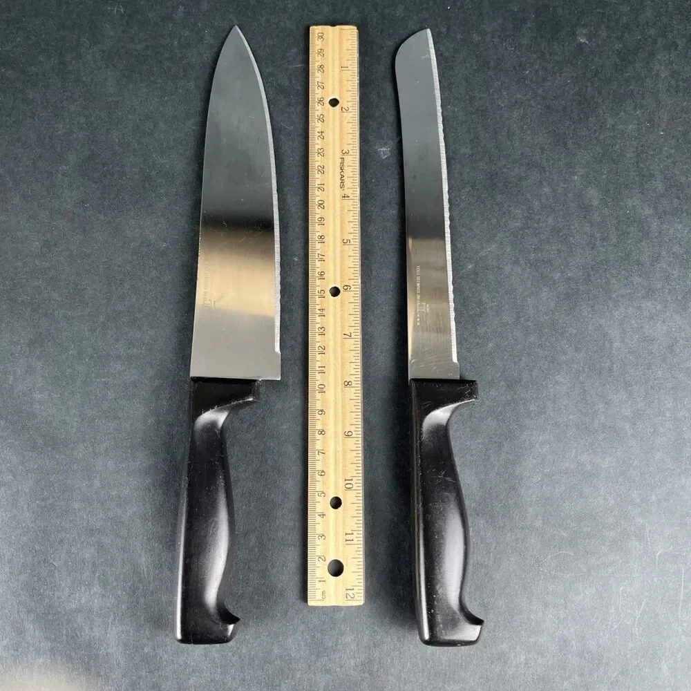 Vintage JCPenney Kitchen Knife Set 2pc Stainless Japan Chef & Serrated Slicer